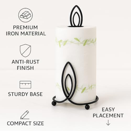 Image of Craft Expertise Tissue Paper Holder - Black Iron Toilet Paper Holder for Bathroom -Toilet Roll Holder & Organizer - Durable Toilet Tissue Rack (Length 4.5 x Width 4.5 x Height 9 Inches) (Napkin-V)