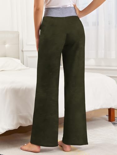 Image of iChunhua Women's Comfy Stretch Floral Print Drawstring Palazzo Wide Leg Lounge Pant