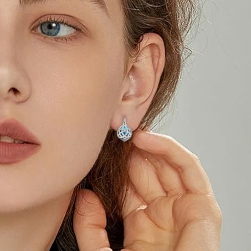 Celtic Knot Turquoise Earrings for Women Sterling Silver Hypallergenic Leverback Earrings Classic Jewelry Gifts for Mom Wife4
