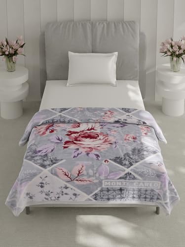 Image of Monte Carlo Single Bed Heavy Winter Blanket Lavish Plus 2 Ply Box Pack 900 GSM | 3.2 KG (220x160 CM), Cool Grey