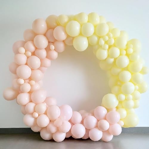 Image of Regular Balloon Combo For Decoration with Glue Dots & Balloon Arch Strip - Party Decor Set For Easy Party Setup (PINK YELLOW, 50)