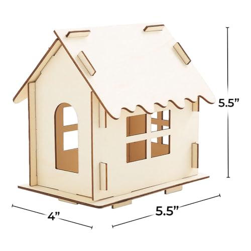 Fun Express DIY Wood Gingerbread House Kit - Premium Christmas Crafts for Kids Holiday Decoration Project | 6" x 4.25" x 6" Wooden Village Building Set for Creative Family Activities — view 2