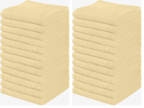 Image of Towel and Linen Mart 100% Cotton - Wash Cloth Set - Flannel Face Cloths, Highly Absorbent and Soft Feel Fingertip Towels (Ivory, Pack of 24)