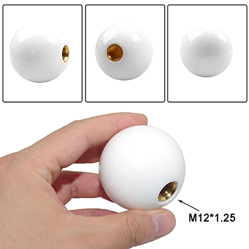 Pursuestar White Round Ball Gear Shift Knobs, Universal Automatic Manual Shifter Knob + Aluminum Adapter, Stick Shift Knob Head Cover Handle Ball With Adapter 12X1.25Mm Fit Most Vehicles #TOP4