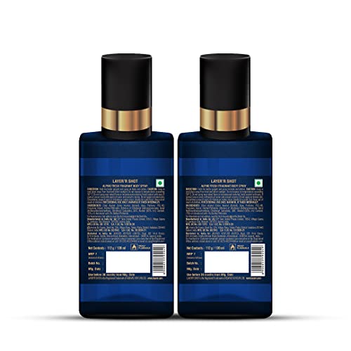 Image of Layer'r Shot Alpine Fresh Fragrant Body Spray For Men - 2 x130ml Each | Long Lasting Premium Fresh & Confident Fragrance | Perfect For Every Occasion | Ideal For Men