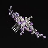 JWICOS Crystal Bride Wedding Hair Comb Rhinestone Bridal Hair Clip Glitter Wedding Hair Accessories for Women and Girls (Purple)