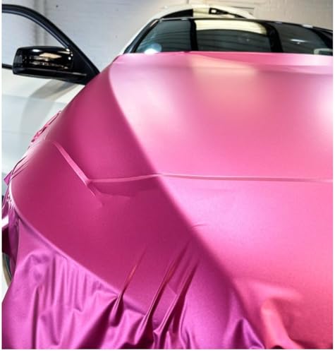 Image of WISDOM Pink Metallic Vehicle Wrap Vinyl Matt Finish Easy Apply Air-Release Weatherproof DIY Car & Motorcycle (Pink Metallic, 20 Inch X 4 Feet)