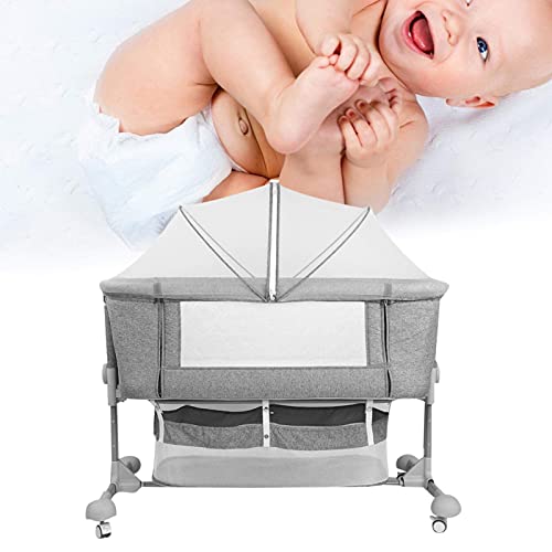 Hoog koolstofstaal + positieve ionendoek 0-2 jaar oud babybedje met anti-klamboe, grijs Verstelbare hoogte… - Image 8