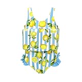 Toddler Girl Confidence-Building Swim-Aid Swimsuit - One-Piece Girls Swimwear with Built-in Buoyancy 3T-4T Months - Cute Italian Summer Lemon Print Float Bathing Suit for Pool, Beach & Water Sports