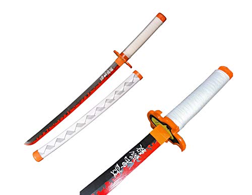 Blazing S. Fantasy Anime Replica Demon Hunting Fire Hashira Nichirin Samurai Sword Rengoku Infinity-Train for Martial Art Practice (Flame 31 inch)