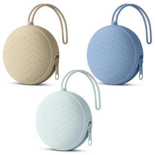 Aolso Silikon Baby Schnullerbox, Quadrat Aufbewahrung Schnullerhalter Case, Tragbare Schnulleraufbewahrung Box, BPA-Frei Schnullertasche, Wasserdicht Schnullerbox (Rauchgrau/Khaki/Blau)