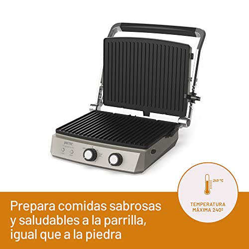 Imetec Griglia&Gusta, Parrilla Eléctrica con placas antiadherentes extraibles, recubrimiento de triple capa de titanio, 7 posiciones, 3 funciones de cocción, control térmico, 2000 Watts - Imagen 3