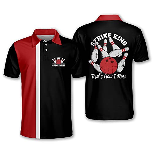 TEEMAN Custom Funny Bowling Shirt with Name, Strike King How I Roll Men's Bowling Team Shirts Short Sleeve Lightweight for Men and Women (tv15)
