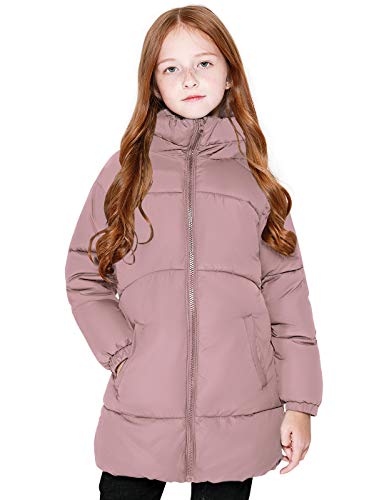 maoo garden Abrigo Ligero Acolchado Largo de Invierno para Niñas Chaqueta de lana Suave Acolchada Gruesa con Capucha Rosa 158 164