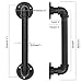 FOYO Set of 2 Industrial Pipe Door Pull Handle, Grab Bar, Towel Bar, Antique Rustic Cast Iron Handrail - Matte Black, 12 Inch