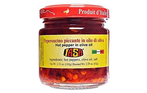 Iasa Peperoncino Piccante Hot Red Peppers in Olive Oil 100 Gr Jar