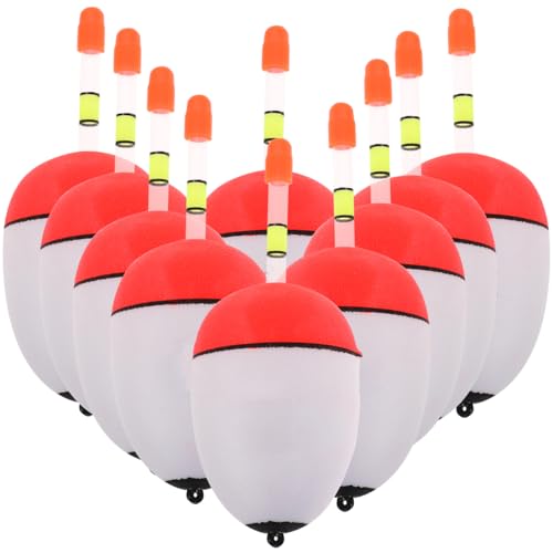 ABOOFAN 10 pcs Sea Fishing Floats with Insertable Sticks White Belly for Night Fishing Ideal for Bass and Crappie Stoppers for Fishing Line