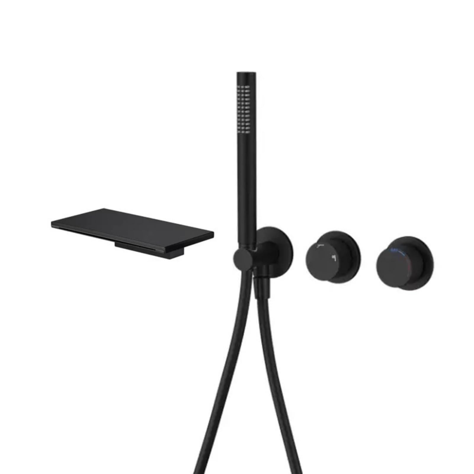 NZPOST Shower Mixer Tap Black Waterfall Shower Mixer Tap Single Lever Shower Head and Hose Set for Bath Ta