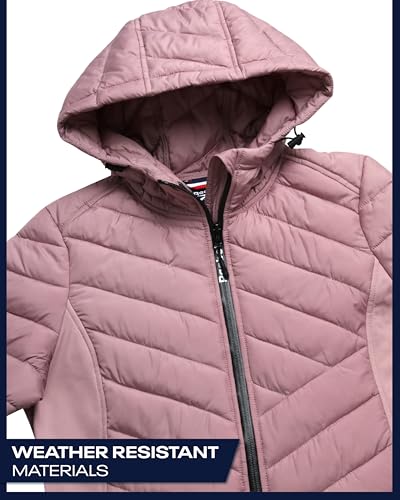 Reebok Womens Jacket - Lightweight Softshell Quilted Jackets for Women Zip Up Hooded Winter Coat Outerwear with Pockets4