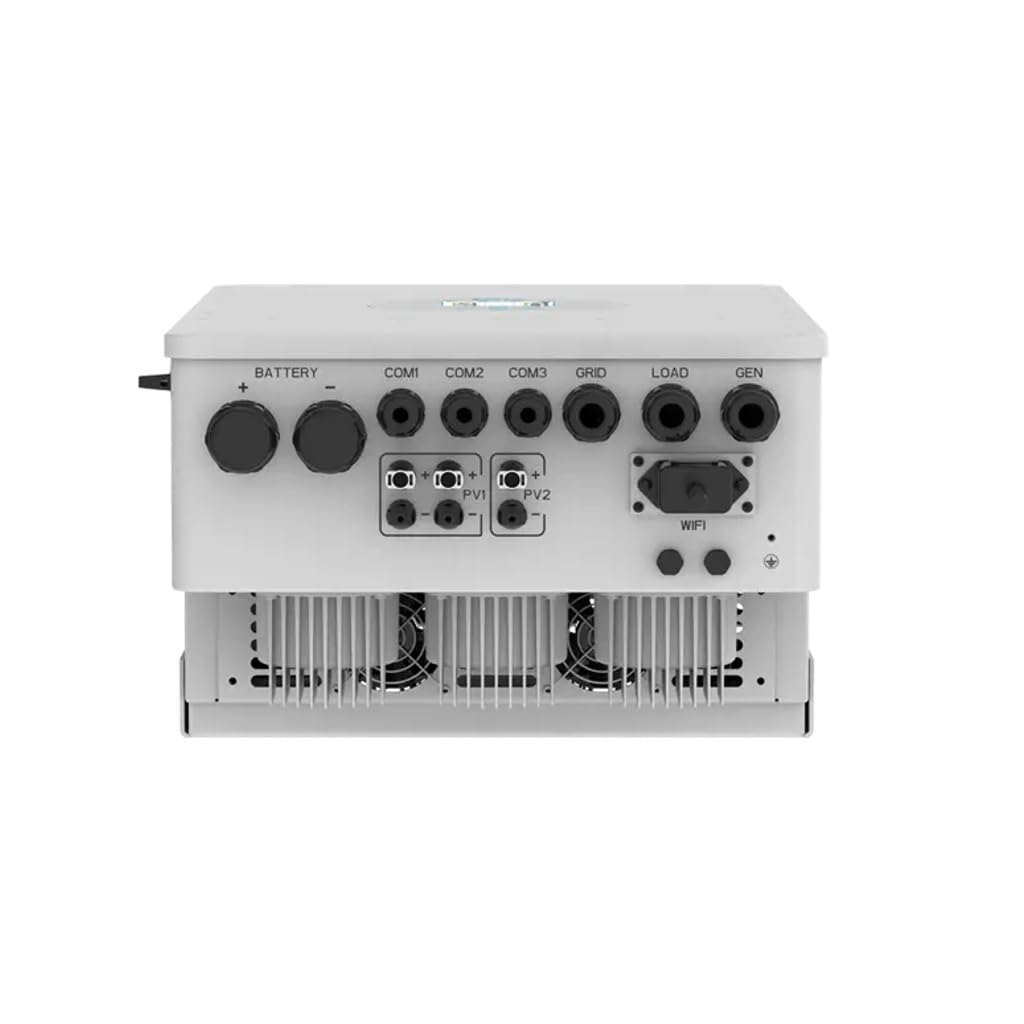 Onduleur photovoltaïque, onduleur triphasé, Hybride on-Grid/Off Grid, CEI 0-21, écran Tactile Couleur LCD, Smart mètre, WiFi et TA Inclus, Garantie 10 Ans, IP65 (12 KW)