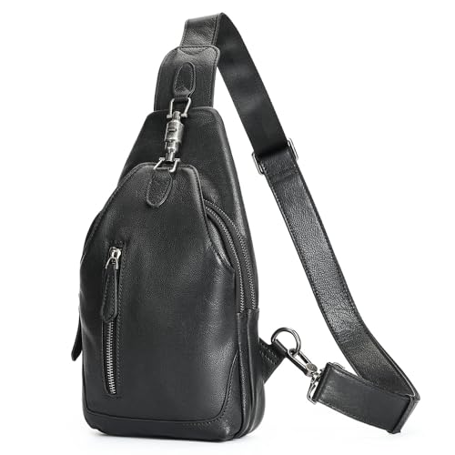 Image of NIUCUNZH Genuine Leather Crossbody Sling Bag Handmade Classic Vintage Shoulder purse daypack Backpack