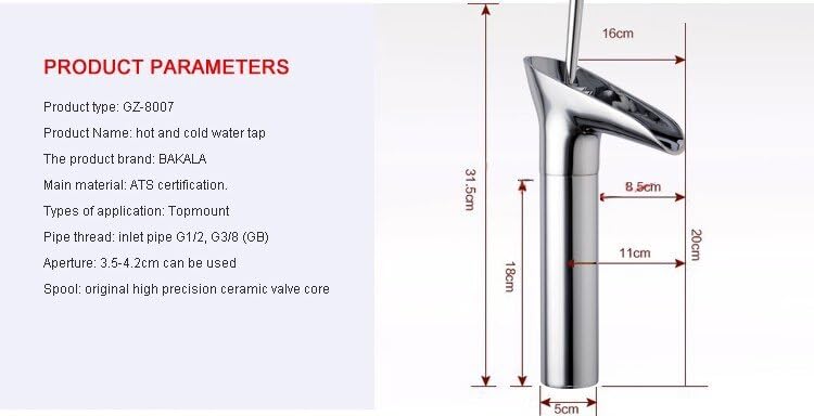 Robinet mitigeur eau chaude et froide GZ-8007 pour vasque et lavabo - 4