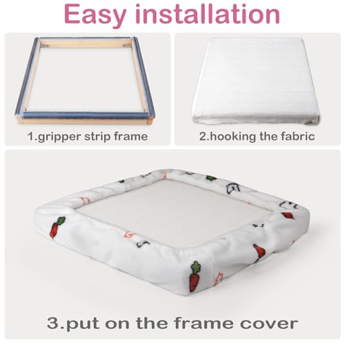 Image of ICZW Gripper Strip Frame Cover Rug Hooking Frame Cover Flannel for 19.6 inch x 19.6 inch Frame (White)