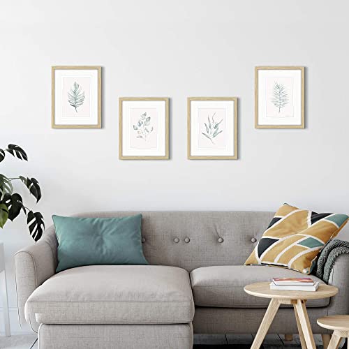 Minimalist Leaf Framed Wall Art – Set Of 4 Simple Aesthetic Botanical Picture Prints With Beige Frame For Decor Contemporary Bedroom Or Kitchen(11'' X 14'' X 4 Panels) #TOP2