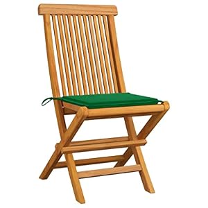 SKM SKM Gartenstühle mit Grünen Kissen 6 STK. Massivholz Teak, Weight: 38.69 kg, 3065595