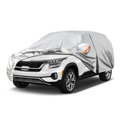 Image of Kayme 6 Layers SUV Car Cover Custom Fit for Kia Seltos(2019-2025) Waterproof All Weather for Automobiles, Outdoor Full Cover Rain Sun UV Protection.Silver