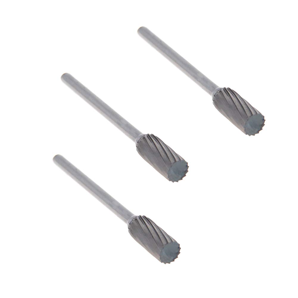 Auniwaig Rotary Files 6mm,Single Pattern Tungsten Steel Alloy 1/8" Shank Top Toothed Cut Cylindrical Shape Rotary Burrs Tool for Die Grinder Drill Bit Wood Soft Metal Carving Polishing 3PCS