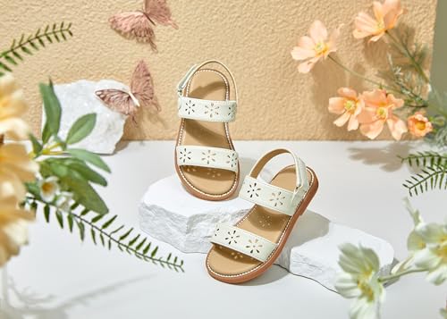 Image of PHIRAMIN Toddler Girl Sandals - Flower Girl Dress Shoes Open Toe Little Kid Flats
