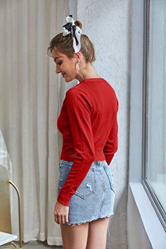 Lightweight Open Front Bolero Shrug Knit Sweater Red Size M Cl2000-4 #TOP5