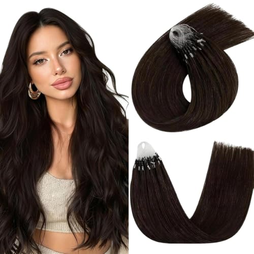 Image of Easyouth 18 Inch Micro Hair Extensions Human Hair Brown, Pre Bonded Hair