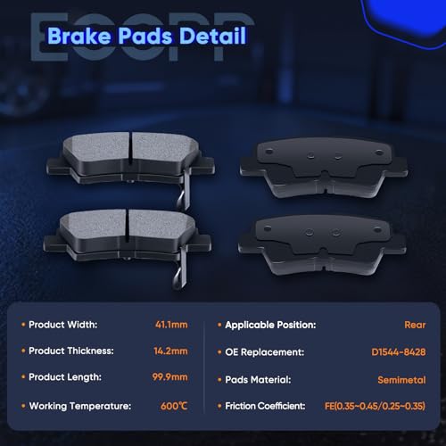 Image of Rear Brake Pads,ECCPP 4pcs Ceramic Pad Kits For Hyundai For Elantra 2011-16 | For Hyundai For Accent 2012-2017,For Hyundai For Elantra Coupe 2013-2014,For Kia For Optima 2013-2016,For Rio 2012-2018
