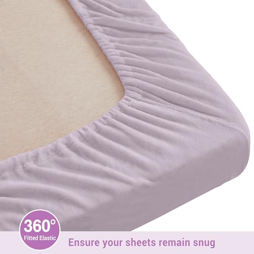 Image of Viviland Plush Microfleece Full Bed Sheet Set, Violet /Lavender | Soft Flannel-like Fleece, 100% Polyester, Fluffy Velvety Feel, 200GSM, 15 inch Deep Pocket, Warm Winter Gift & Decor
