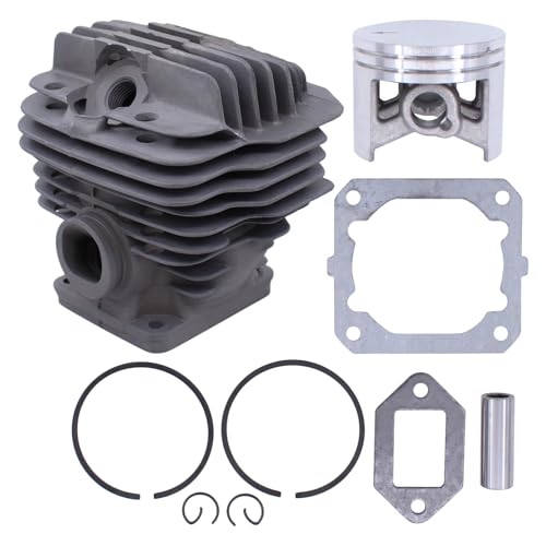 Zylinder Kolben Satz 50mm Zylinderkolben Dichtungssatz mit Kolbenring Kolbenbolzen Sicherungsclips Sicherungsring Simmerringe Auspuffdichtung Zylinderfußdichtung für Stihl MS 440 MS440 Kettensäge