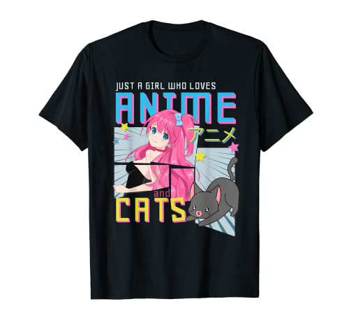 Solo una chica que ama el anime y los gatos Anime Merch Teen Girls- Camiseta