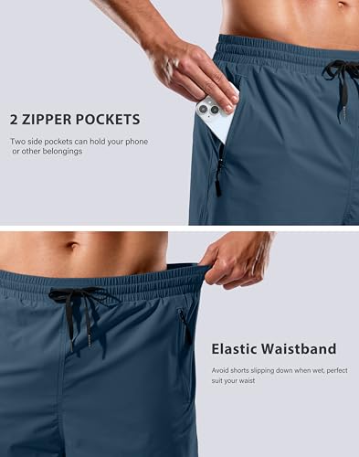 Image of G Gradual Mens Swim Trunks with Compression Liner 7 inch /9'' Quick Dry Board Shorts Swimsuit Bathing Suit for Men Zipper Pockets