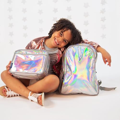 Image of Wildkin 15 Inch Backpack for Kids, Holographic | Ages 5-10, padded straps, side water bottle pocket - coordinates with matching Wildkin lunch boxes
