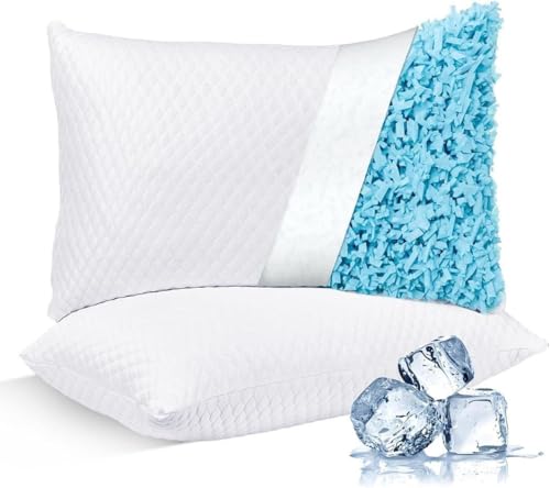 Zaprus Premium Luxuxry Adjustable Shredded Memory Foam Pillow Bamboo Fabric Customizable Thickness & Firmness 800g Foam Hypoallergenic Breathable Zipper Design 60x40 cm