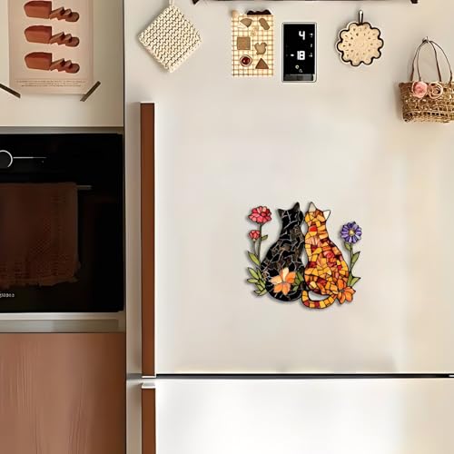 Imán decorativo acrílico con gatitos y flores miniatura 6