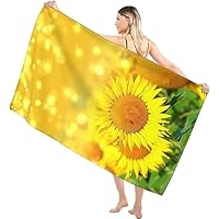 Surwin Serviette De Plage En Microfibre Anti Sable,Tournesol Imprimé Grande Couverture De Voyage à Séchage Rapide Absorbant Légère Portable Pour Été Plage Natation (Fleurs Bleues,80x180cm