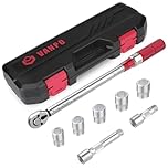 VANPO Drehmomentschlüssel 1/2", 20-220 Nm Drehmoment-Schlüssel 8 tlg. Set, ± 3% Fehlergenauigkeit mit 2 Verlängerung, 5 Stecknüsse 17mm, 19mm, 21mm, 23mm,24mm Reifenschlüssel für Auto, LKW, Motorrad