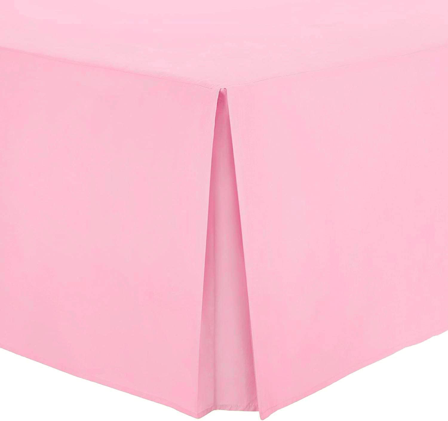 R&Z Pink Plain Polycotton Percale Base Plated Valance Sheet Easy Care (, Double)