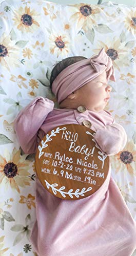 Nana's Little Angels Birth Announcement Sign 5 Inch Cherry “Hello Baby” Newborn Baby Announcement Sign With White Paint Marker Wooden Disc Baby Announcement For Hospital Pictures & Photo Prop… #TOP2