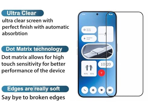 Image of Tempered Glass Screen Protector Compatible for Nothing Phone 2A 5G with Edge to Edge Coverage and Easy Installation Kit, Pack of 1, Black