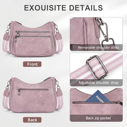Image of KITEVIUN Crossbody Bags for Women Leather Purse Trendy Multi Pocket Shoulder Handbags with Adjustable Guitar Strap