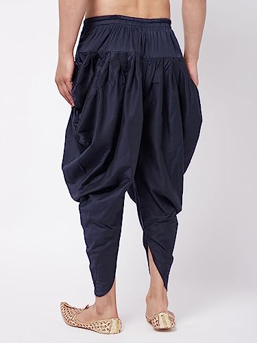 Image of VASTRAMAY mens Vastramay Men's Navy Blue Cowl Dhoti