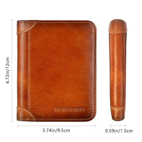 Men's RFID Shielded Three Fold Leather Wallet, 11 Credit Cards with Gift Box (Yellow Brown)4
